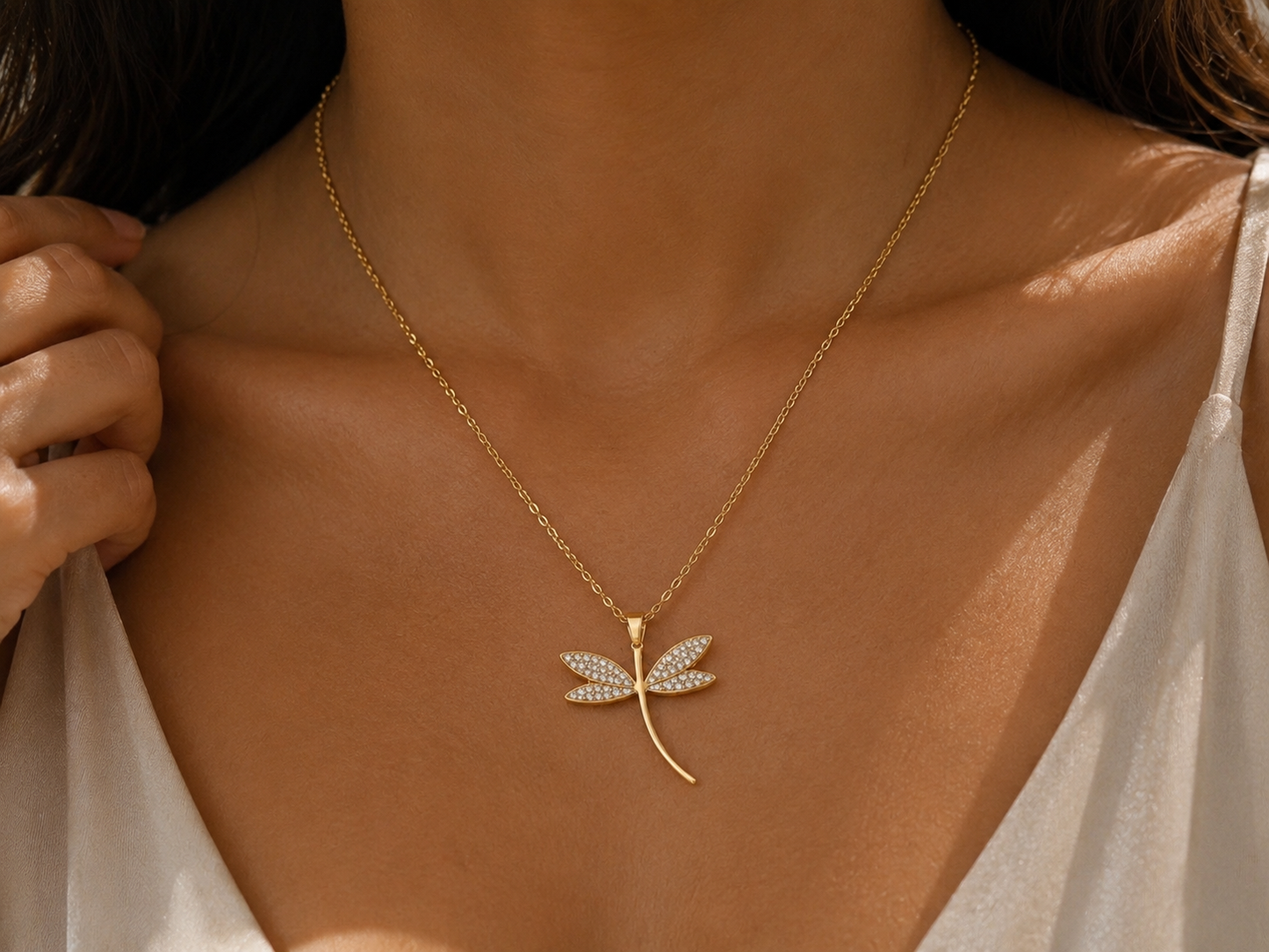 Gilded Dragonfly Necklace