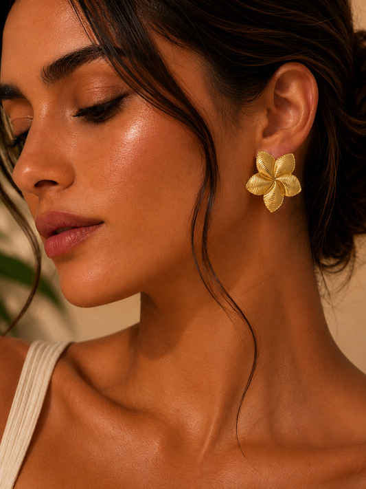 Floral Gold Stud