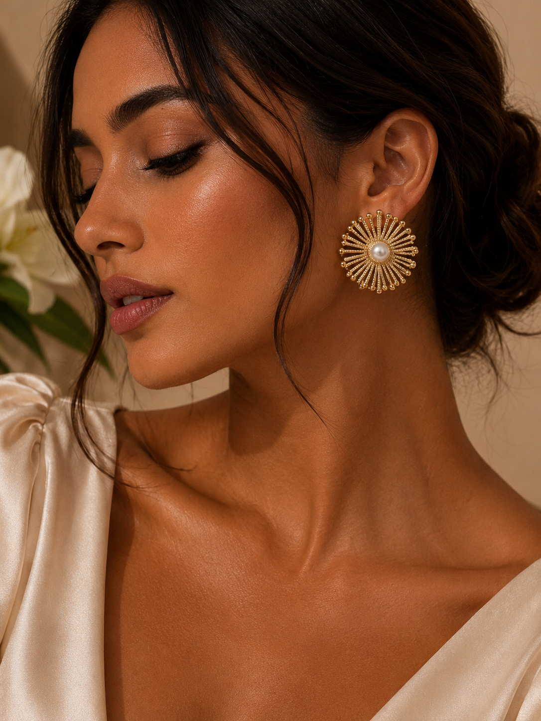 Pearl Sunburst Earring