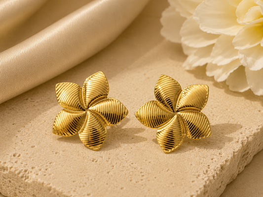 Floral Gold Stud