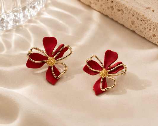 Ruby Petal Earrings