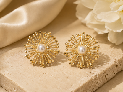 Pearl Sunburst Earring