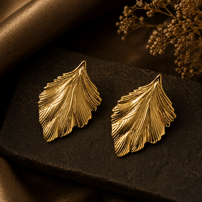 Gilded Leaf Stud Earrings