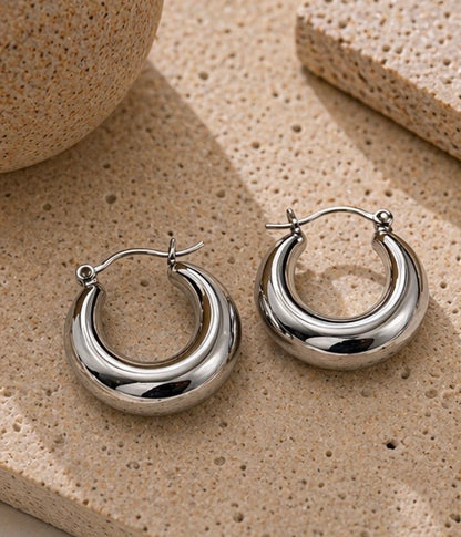 Sleek Silver Hoops