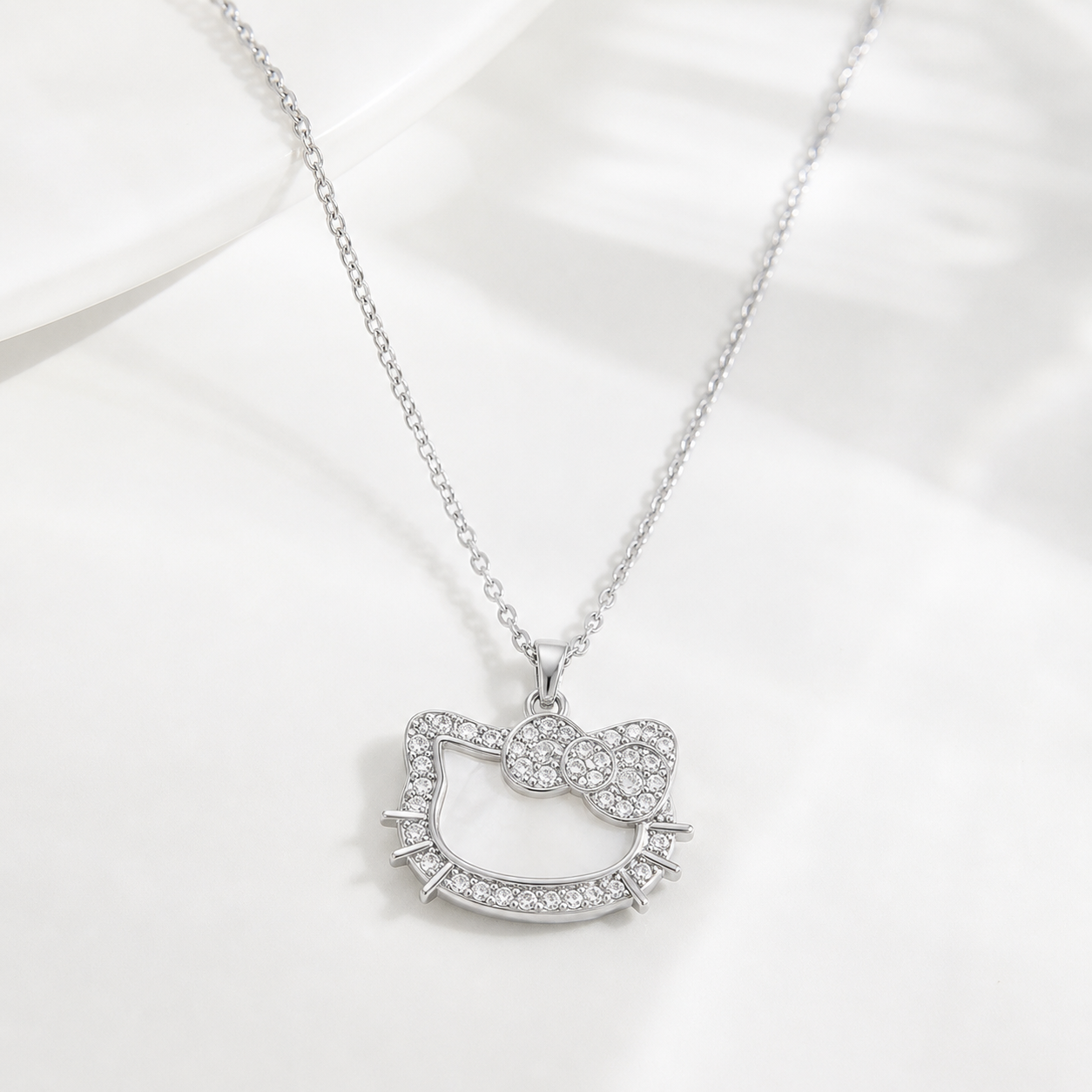 Icy Bow Kitty Necklace