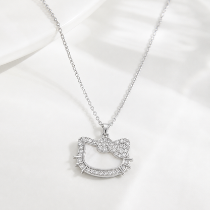 Icy Bow Kitty Necklace