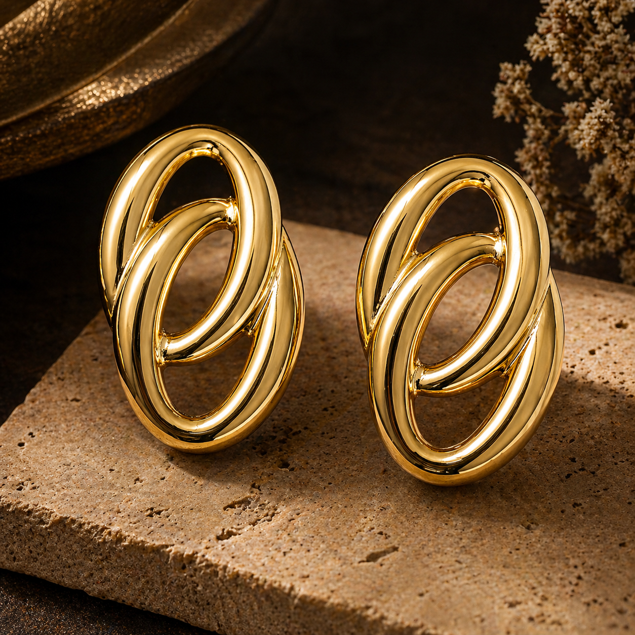 Oval Linked Studs