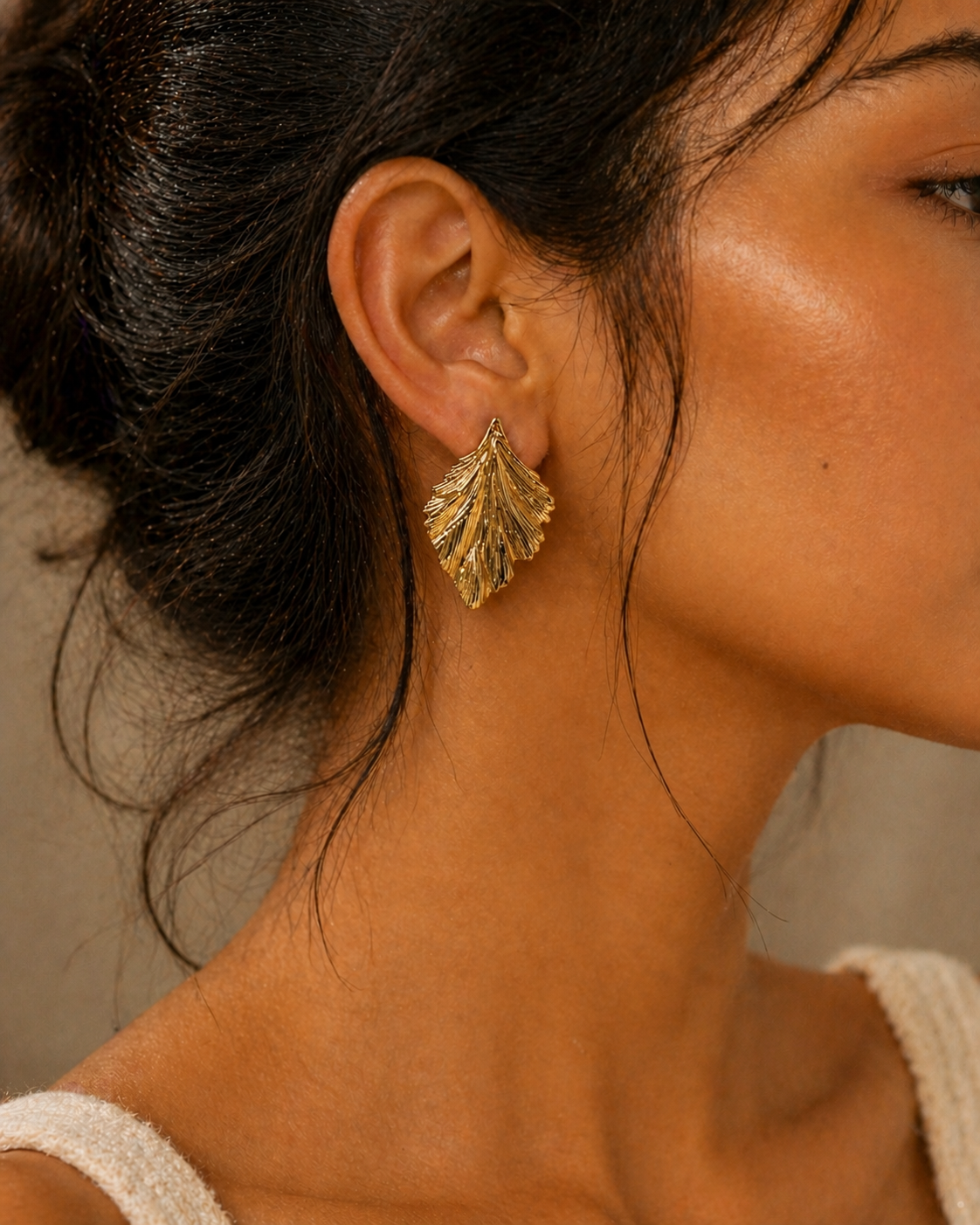 Gilded Leaf Stud Earrings