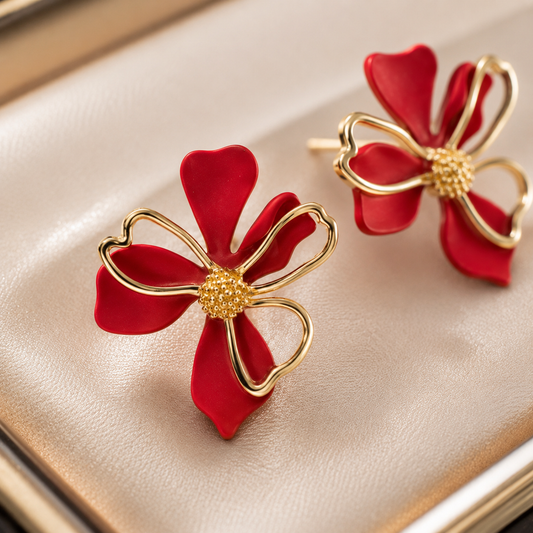 Ruby Petal Earrings