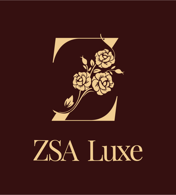 ZSA Luxe logo with floral design on a dark background